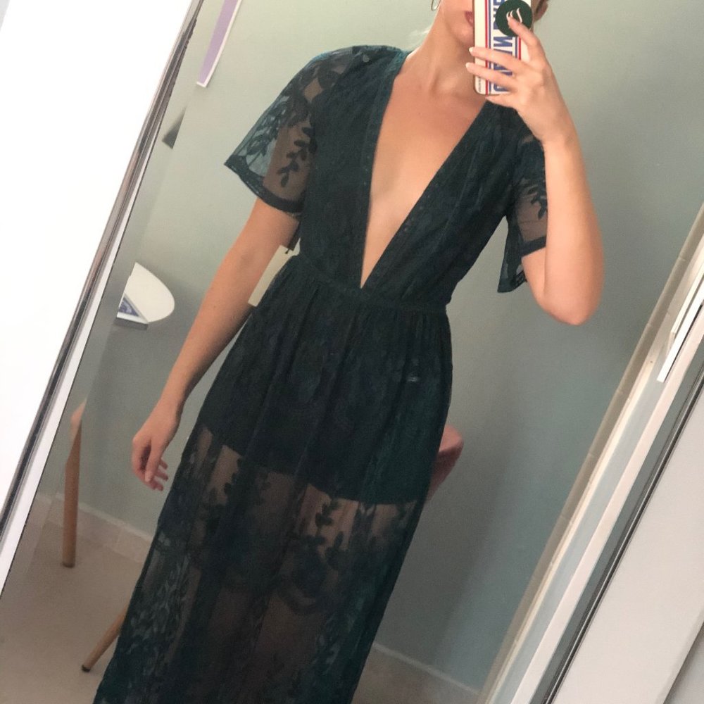 Green Lace Dress Featuring Shorts